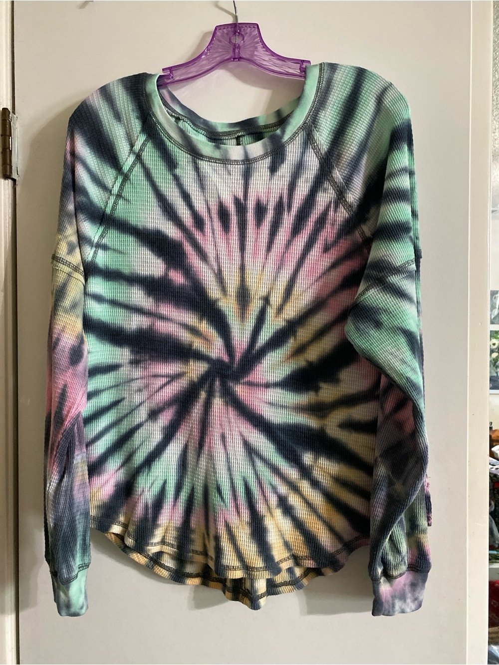 Aeropostale Y2K grunge, multicolor, tie-dye waffle knit